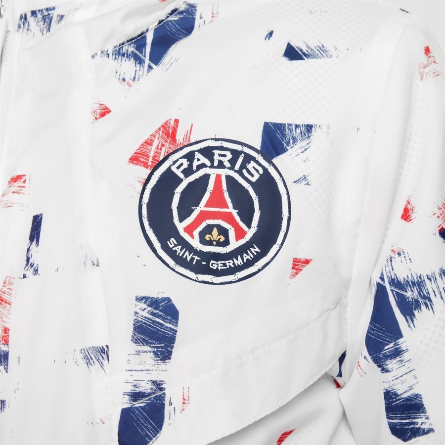 Paris Saint Germain Jacket NSW Amplify Windrunner GX - White/Metallic Gold Kids-SoccerKits Hub | Buy Soccer Jerseys Online